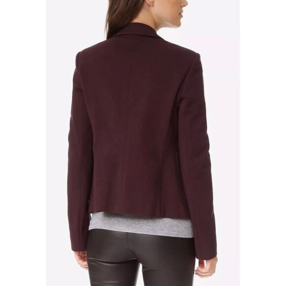 THEORY Jonita K Blazer Jacket Womens 2 Garnet Gold Button Open Burgundy - Picture 2 of 16